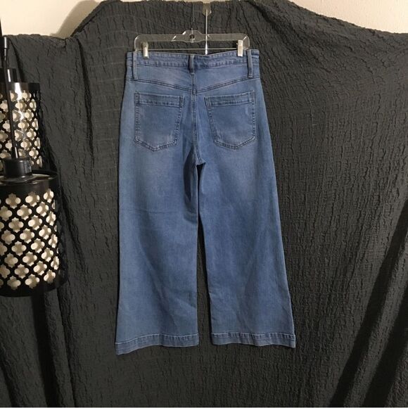 Gianni Bini Blue Wide Flared Jeans Size Large - Picture 3 of 8